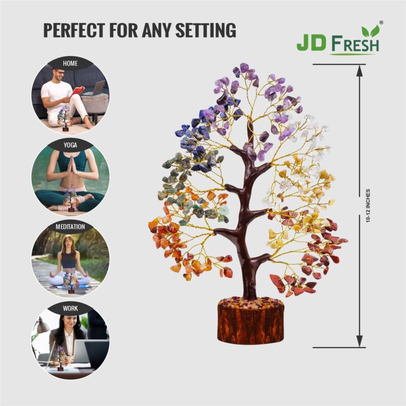 JD FRESH 300 Beads Crystal Tree/7 Chakra Crystal Tree/Showpiece Good Luck and Positive Energy/Showpiece for Living Room/Natural Healing Gemstones Money Tree/Lucky Tree for Good Luck (Multicolor) - Image 8