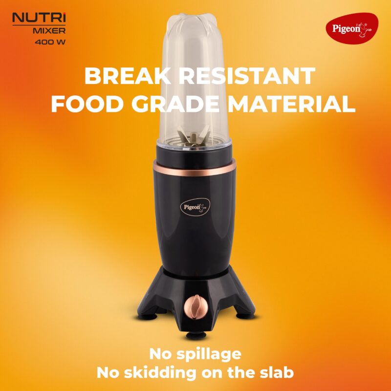 Pigeon By Stovekraft Nutri Mixer | Grinder Juicer Blender Smoothie Maker All-in-1 Machine | 400 Watt | 3 Jars- Multiuse Jar 500ml, Dry Grind 300ml, 1 Sipper, 1 Cap, 1 Strainer |2 Blades|1Year Warranty - Image 4