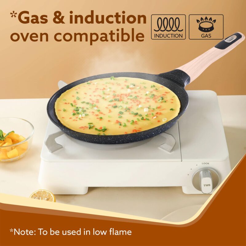 AGARO Imperial Granite Non Stick Tawa, 28 cm, Cast Aluminium Body, Tawa for Dosa/Paratha/Omlette, Gas & Induction Compatible - Image 4