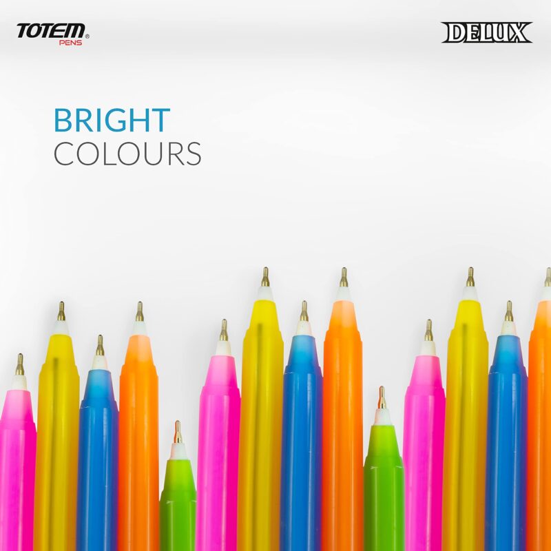 TOTEM Delux Ball Pens | 40 Pens (20 Blue Ink & 20 Black Ink) | Lightweight & Colourful Body Design | 0.7 mm Tip | Use and Throw Pens | For One Time Use | Ideal for School & Office Use - Image 5