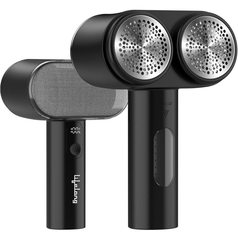 Lifelong 2-in-1 Rechargeable Lint Remover for Clothes with Brush - Double Head - LED Display - Fabric Shaver for Woollen Sweaters, Cotton Clothes, Sofas - Dust & Pet Hair Remover - 3 Speeds (LLELR36)