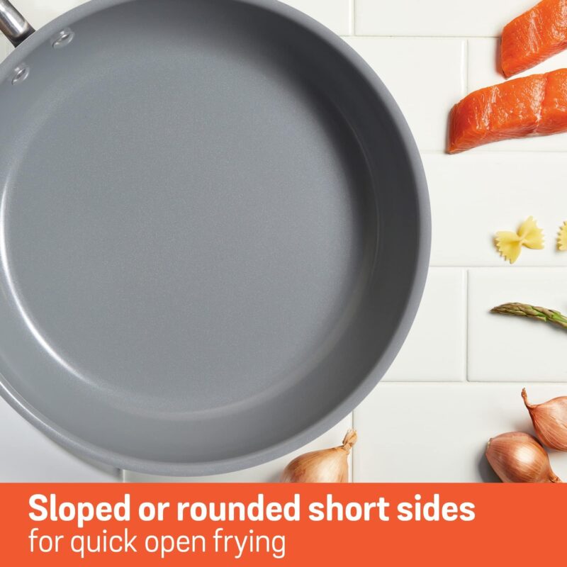 Meyer Anzen Healthy Ceramic Coated Aluminium Frypan | Frying pan Induction Base | Ceramic Pan | Omlette Pan | Ceramic Coated Frying Pan | Ceramic Fry Pan for Cooking, 24cm/2.1L, Grey - Image 4