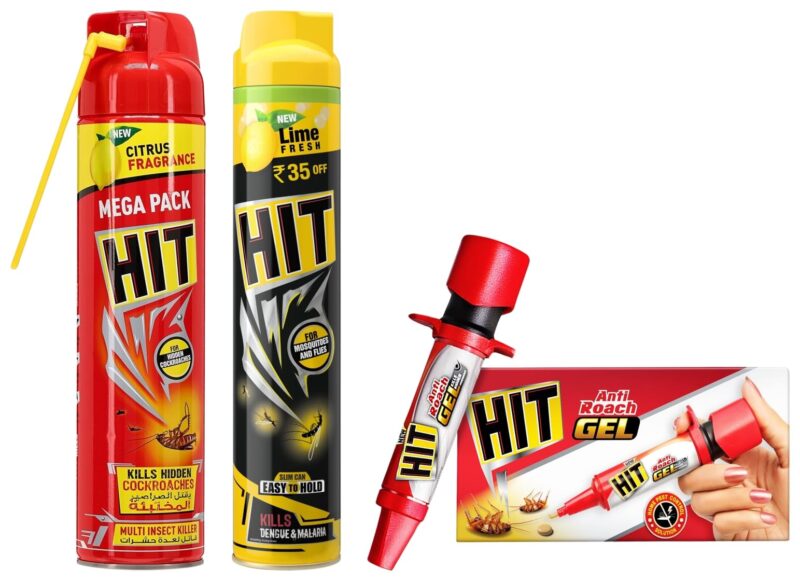HIT Crawling Insect Killer (700ml) & HIT Anti Roach Gel (20g) & HIT Flying Insect Killer - Mosquito & Fly Killer Spray (400ml) | Lime Fragrance | Instant Kill | Protection from Dengue & Malaria