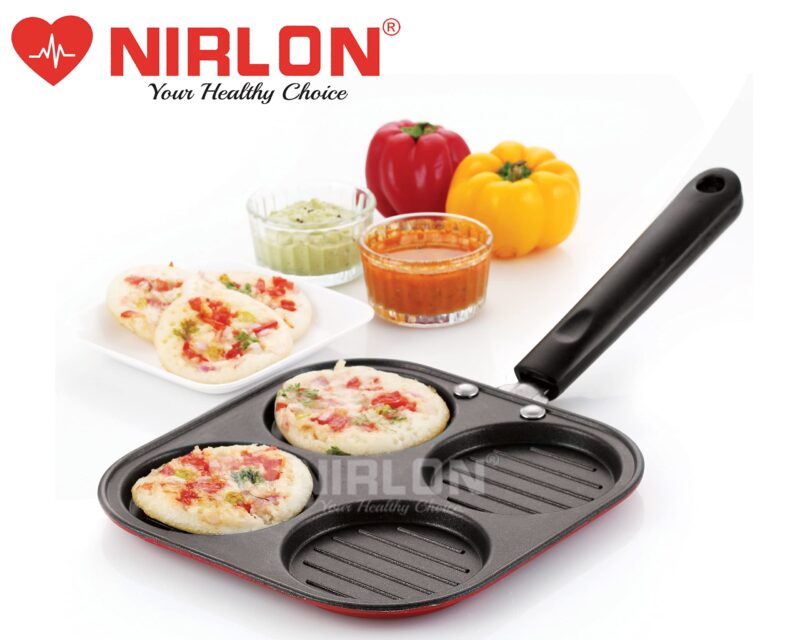NIRLON Grill Mini Casting Coated Aluminium Uttapam Tawa/Multi Snack Maker/Mini Pancake Maker (19cm, Aluminium, Non-Stick) - Image 5
