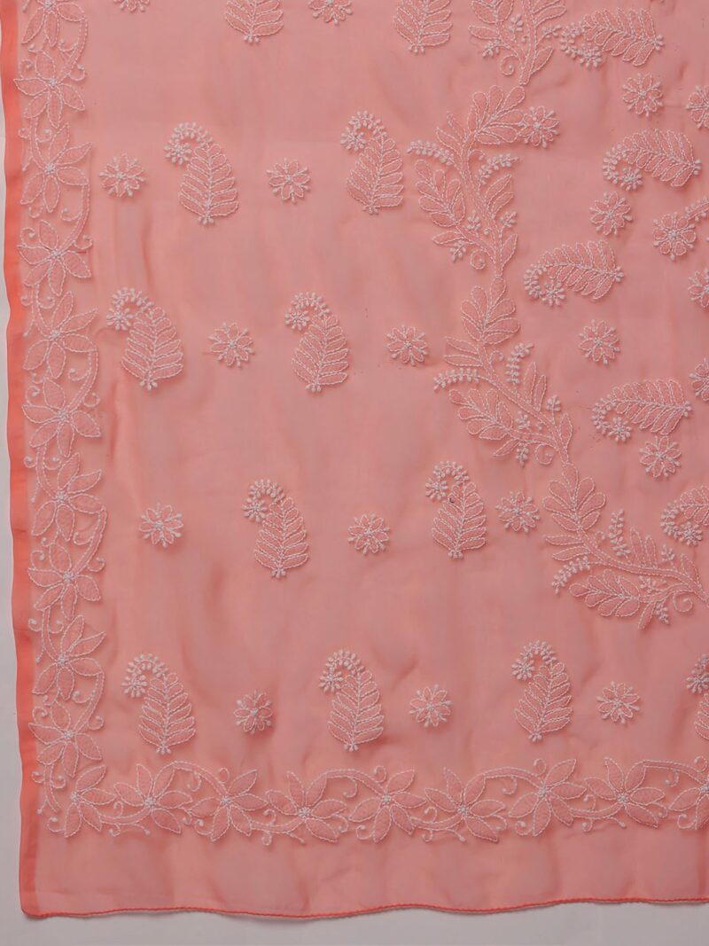 Ada Latest Chikan Peach Georgette Fancy Saree Blouse With Designer Embroidered Motifs A130092 - Image 3