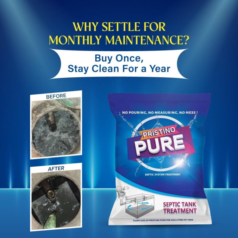 Pristino Pure Septic Tank Cleaner - 500gm | One pack for one-year maintenance| Clears Drains, Prevents Blockages, and Keeps Your Drain System Fresh and Clean! - Image 5