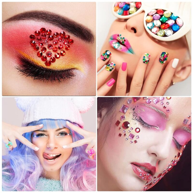 MAYCREATE® 1782pcs Rhinestones Pearl Stickers for Craft Makeup, Bling Sticky Gems Face Stickers, Acrylic Self-Adhesive Assorted Shape & Color Stone Sticker for Scrapbooking, DIY Phone Case - Image 3