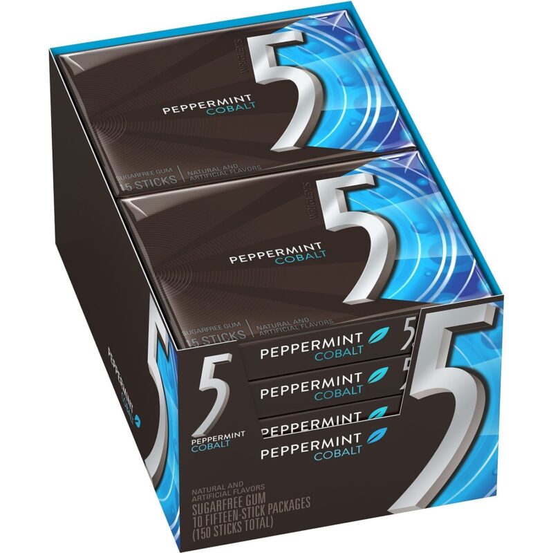 Wrigley's 5 Cobalt Sugar Free Gum, Peppermint, 12 Count - 150 sticks