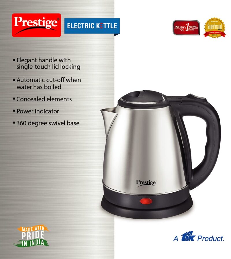 Prestige IRIS Plus 750 watt mixer grinder & Electric Kettle PKOSS - 1500watts, Steel (1.5Ltr), Black - Image 2