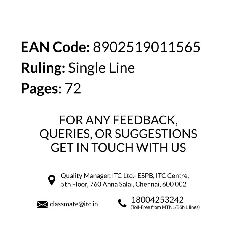 Classmate Notebook - Single Line, 72 Pages, 240 mm x 180 mm - Pack Of 8 - Image 2