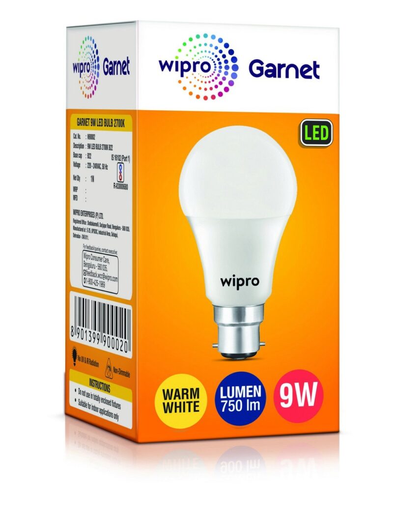 wipro Garnet 9W LED Bulb for Home & Office |Warm White (2700K) | B22 Base|220 degree Light coverage |4Kv Surge Protection |400V High Voltage Protection |Energy Efficient | Pack of 4 - Image 12