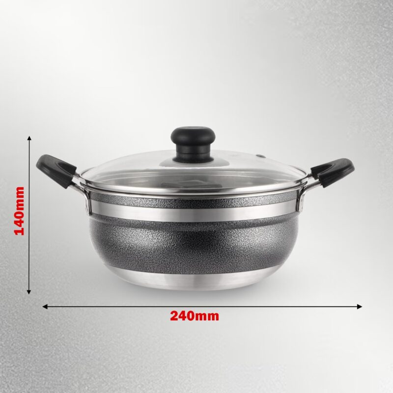 Cello Magna Stainless Steel Multi Kadai Idli cooker with Glass Lid & 2 Idli Plates | Multi-purpose use | Perfect for Frying, Sautéing, Roasting, Preparing sabjis | Dishwasher Safe - Image 2