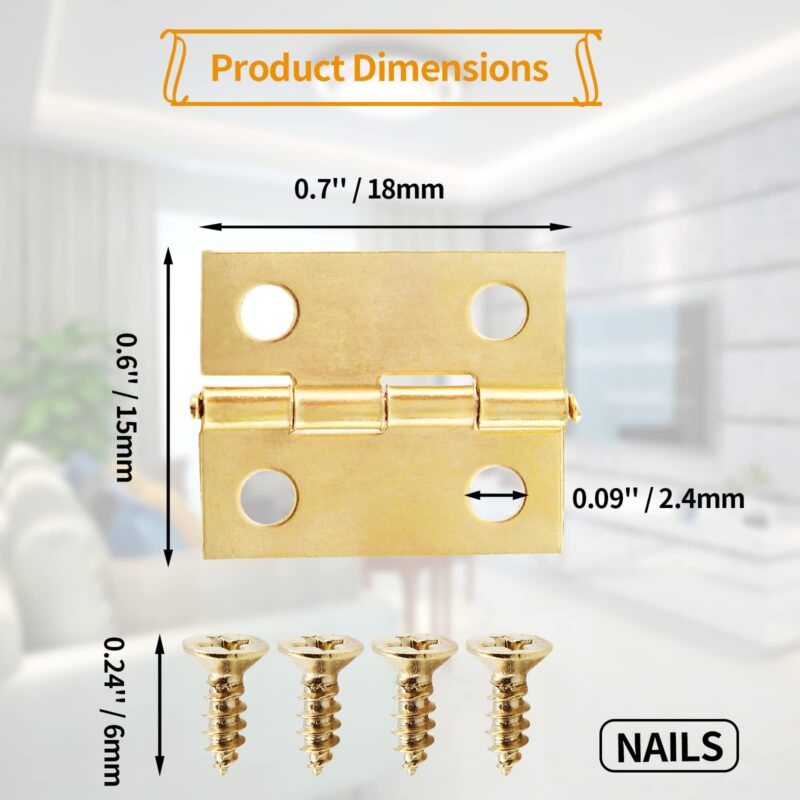 LifCratms 30 Pcs Mini Hinges, Butt Retro Miniature Hardware Small Brass Hinges for Crafts Wooden Box Jewelry Chest Cabinet DIY Accessories - 18 x 15 mm - Image 7