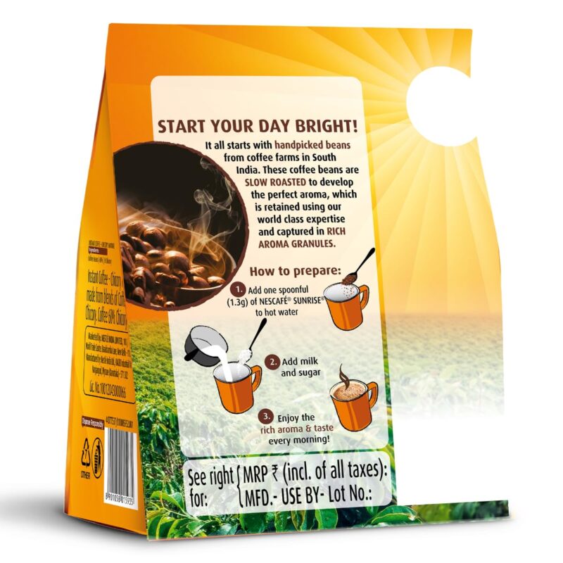 NESCAFE Sunrise Instant Coffee Powder | Strong Taste for the perfect start to your day | Coffee Chicory-Mix | 190g/200g Stabilo ( Weight may vary upwards ) - Image 7