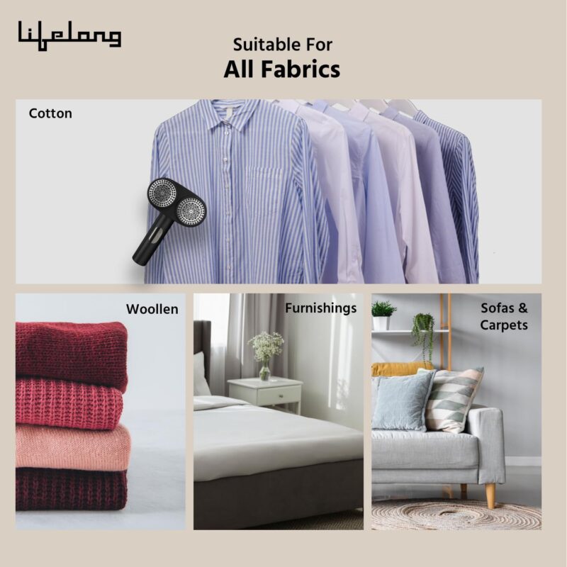 Lifelong 2-in-1 Rechargeable Lint Remover for Clothes with Brush - Double Head - LED Display - Fabric Shaver for Woollen Sweaters, Cotton Clothes, Sofas - Dust & Pet Hair Remover - 3 Speeds (LLELR36) - Image 4