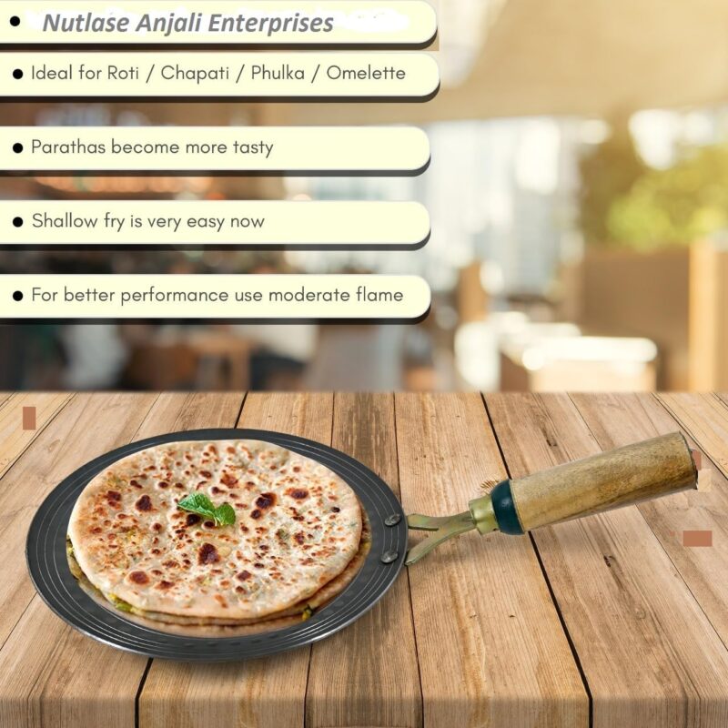 Nutlase Iron Tawa for Roti, Chapati, and Dosa - Manually Hammered Cast Iron Tawa with Smooth Handle, Durable and Versatile Iron Roti Tawa, Ideal Tava for Cooking Roti, Chapati, Tava (9.1 inch) - Image 2