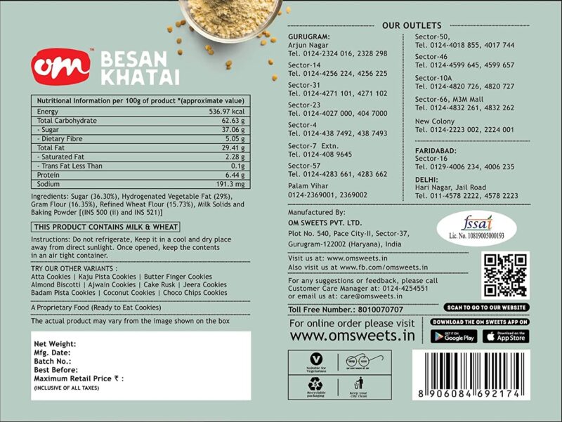 Om Sweets and Snacks Besan Khatai - 300G - Image 2