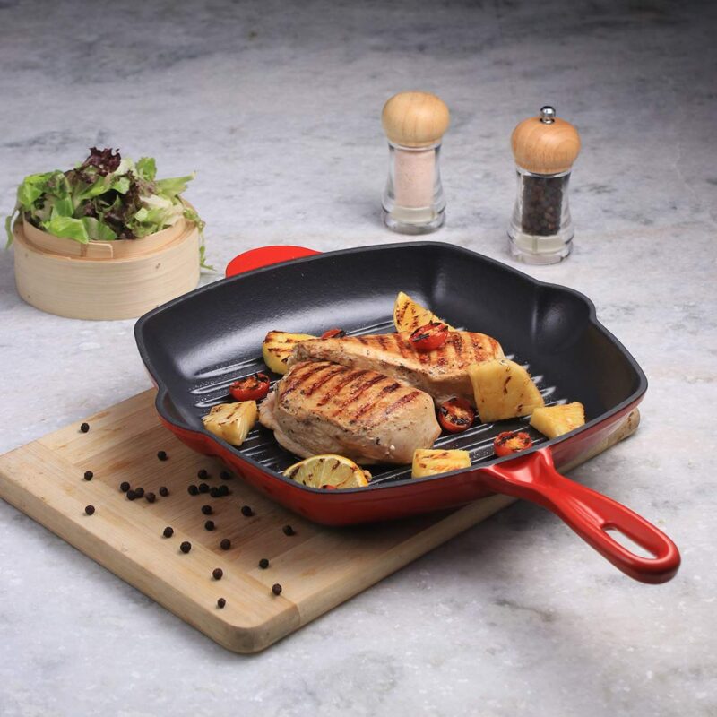 Ferro Cast-iron 29.5 cm Grill Pan, 2.6L, 4.5 mm, Majolica Red - Image 6