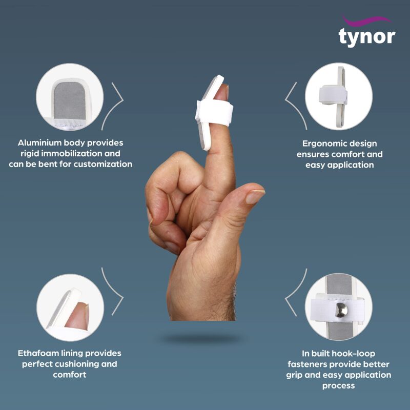 Tynor Mallet Finger Splint, with Comfortable Protective Support for Finger Injuries | Fractures, Sprains & Recovery, Lightweight Finger Splint for Men & Women | Universal Size (Silver, 1 Unit) - Image 4