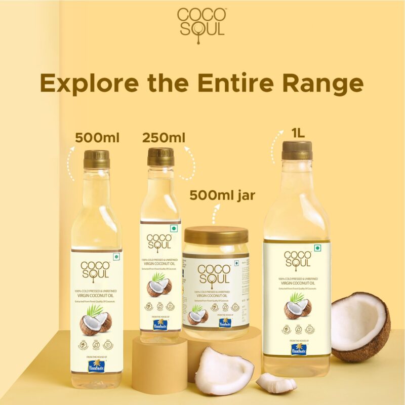 Coco Soul Cold Pressed Unrefined Virgin Coconut Oil | 60% MCT | Multipurpose Usage | Daily Cooking| Keto Friendly | Naturally Cholesterol Free | A1 grade real coconut | From Makers of Parachute 500 ml - Image 4