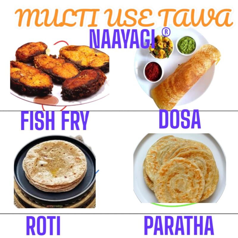 NAAYAGI - Iron Tawa, Iron PATHRI TAWA, Iron Fry pan, Multi use tawa - BUN PARATHA, dosa, roti, Fish Fry tawa, Flat with Border - 12 inch, 5 MM Thicker, Black Grey - Image 3