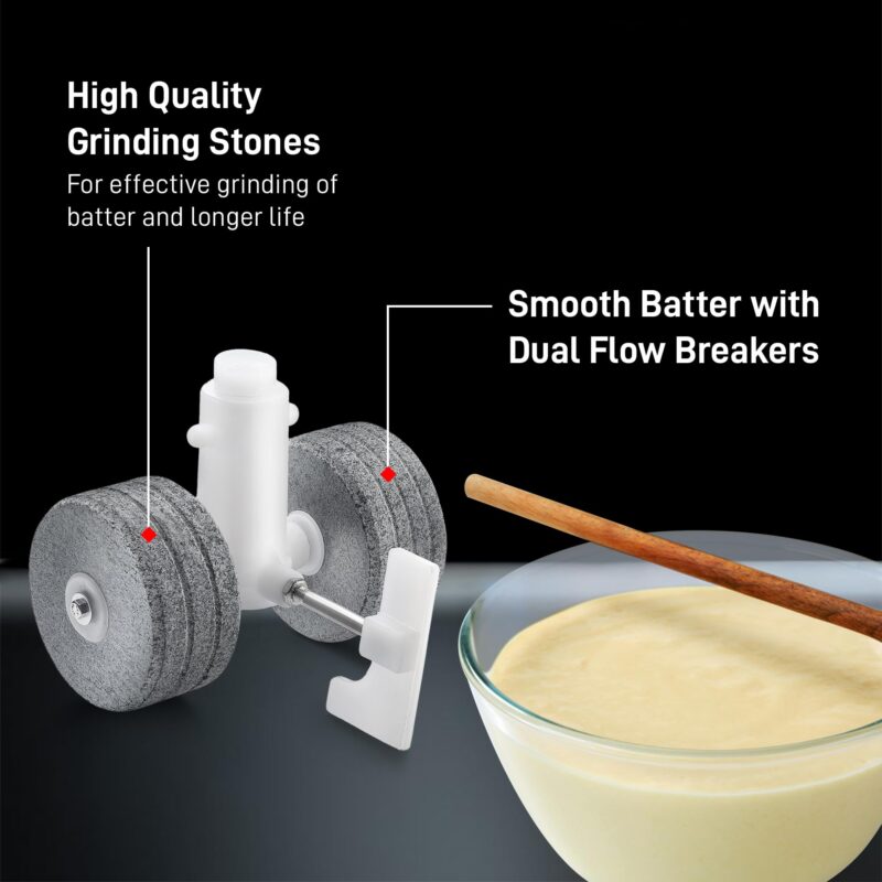 Prestige Ultima Pro 2 Litre Table Top Wet Grinder |200 Watts Heavy Duty Motor|Coconut Scraper Attachment|Atta Kneader Attachment|Stainless Steel Drum|2 Years Warranty|Silver & Black - Image 5