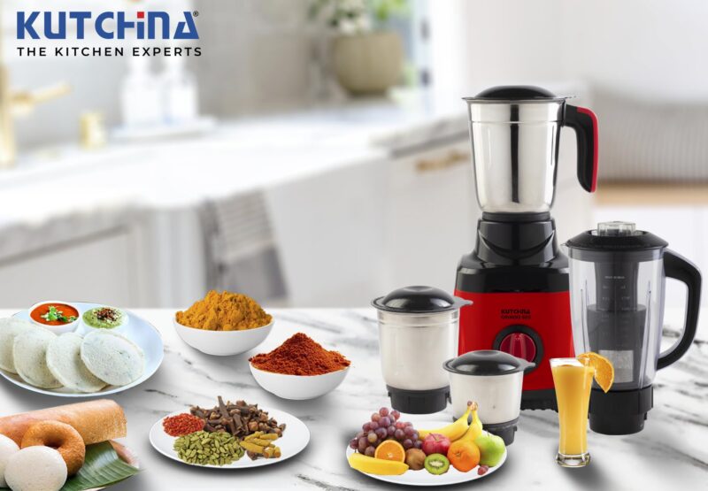 Kutchina Grindo Excel Mixer Grinder 500 Watt with 4 Jars (Juicer Jar, Liquidizing, Wet Grinding, Chutney Jar) | Stainless Steel Blades | Mixer Grinder 500+ Watt | 2Yrs on Product, 5Yrs on Motor - Image 2