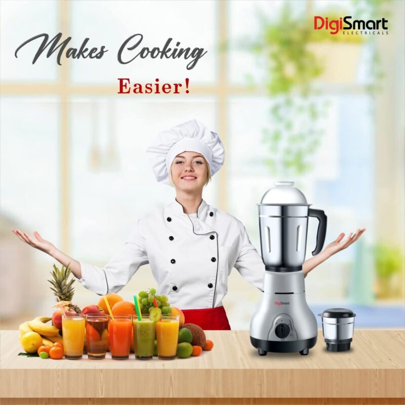 DigiSmart Kitchen Mate Powerful 600 Watt Mixer Grinder (Gray and Black) | 2 Jar | Comes With 2 Year Warranty (BLACK & GRAY) - Image 3