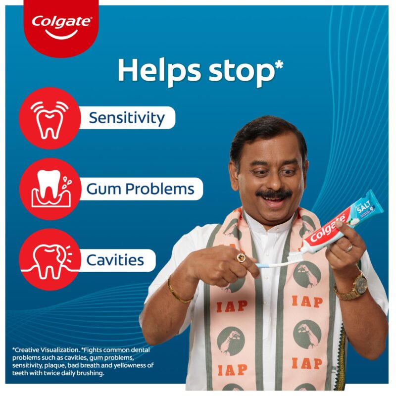 Colgate Active Salt Toothpaste, Daily Germ Protection, Combo Pack of 200g+100g, Toothpaste with Salt and Mint, Healthy Gums & Teeth, Tooth paste that Fights Germs & Provides Fresh Breath - Image 7