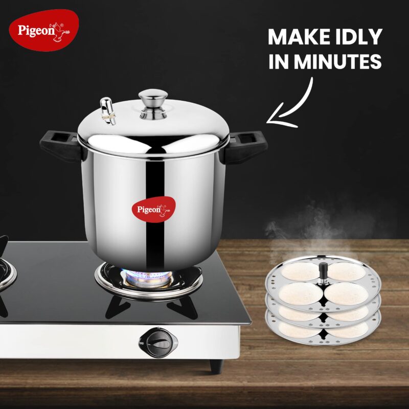 Pigeon Stainless Steel Idly Maker 4 Plates Compatible with Induction and Gas Stove - Image 2