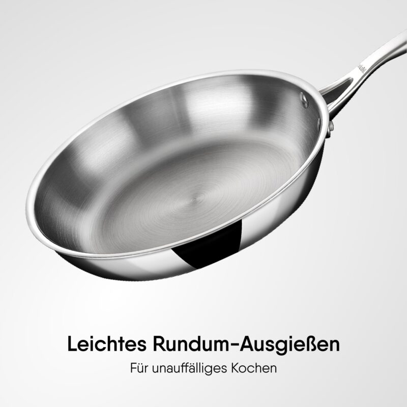 Stahl Artisan Triply Stainless Steel Fry Pan with Lid, Induction & Gas Stove Compatible Frying Pan, Omelette Pan, Egg Pan, 1.1 L, 20 cm - Image 4