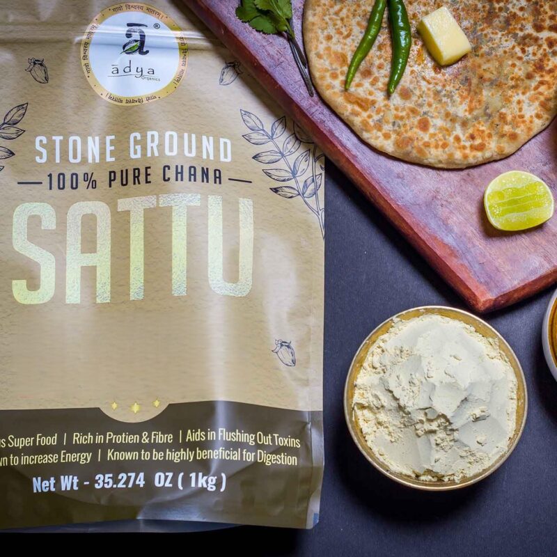 Adya Organics Sattu | 100% Pure & High-Protein Roasted Chana Powder | Chemical-Free & Natural | Perfect for Summer Drinks, Parathas, & Snacks | Healthy & Tasty | 2kg- (Pack of 2) - Image 6