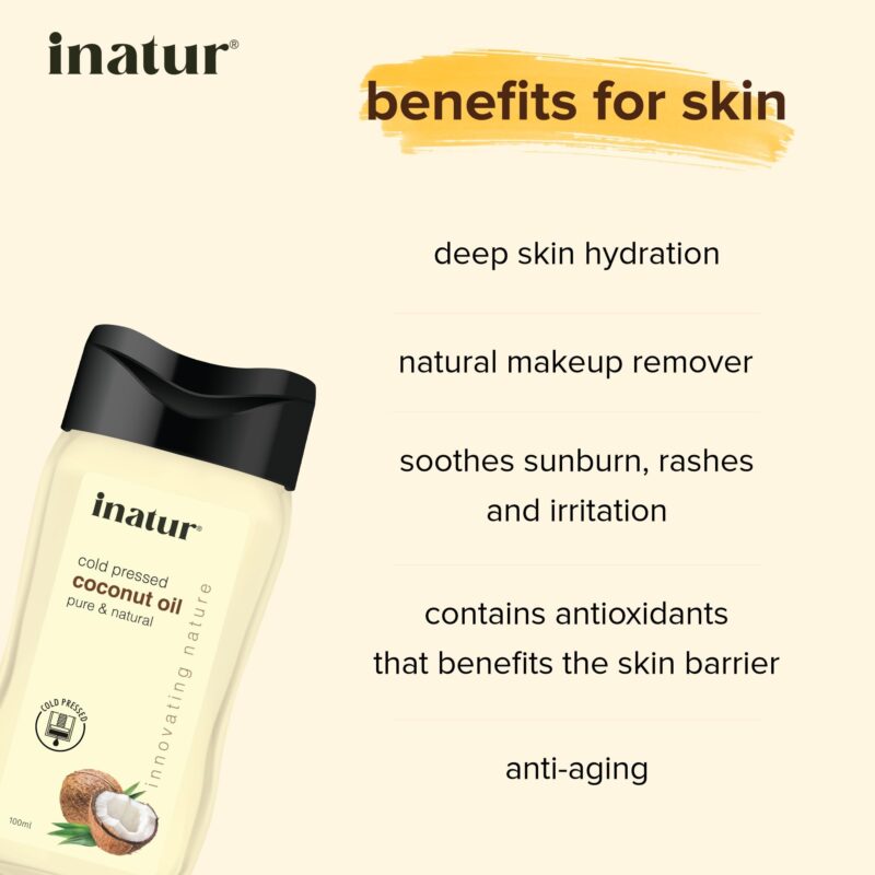 inatur Coconut Oil 100ml - 100% Pure, Virgin, Cold Pressed & Organic | Coconut Oil for Hair, Body & Skin Care | Pure Coconut Oil for Skin, Organic Coconut Oil for Skin, Suitable for All Skin Types - Image 8