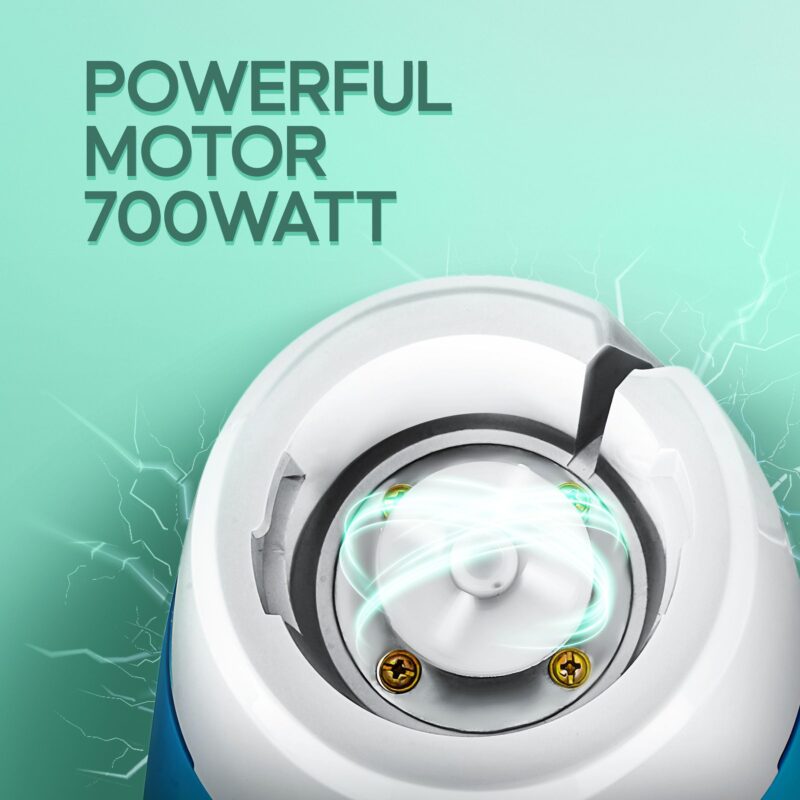 Longway Super Dlx 700 Watt Mixer Grinder with 3 Jars for Grinding, Mixing with Powerful Motor | 1 Year Warranty | (Blue & White, 3 Jars) - Image 7