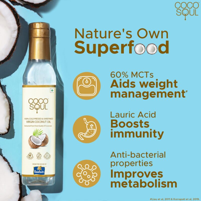 Coco Soul Cold Pressed Unrefined Virgin Coconut Oil | 60% MCT | Multipurpose Usage | Daily Cooking| Keto Friendly | Naturally Cholesterol Free | A1 grade real coconut | From Makers of Parachute 500 ml - Image 8