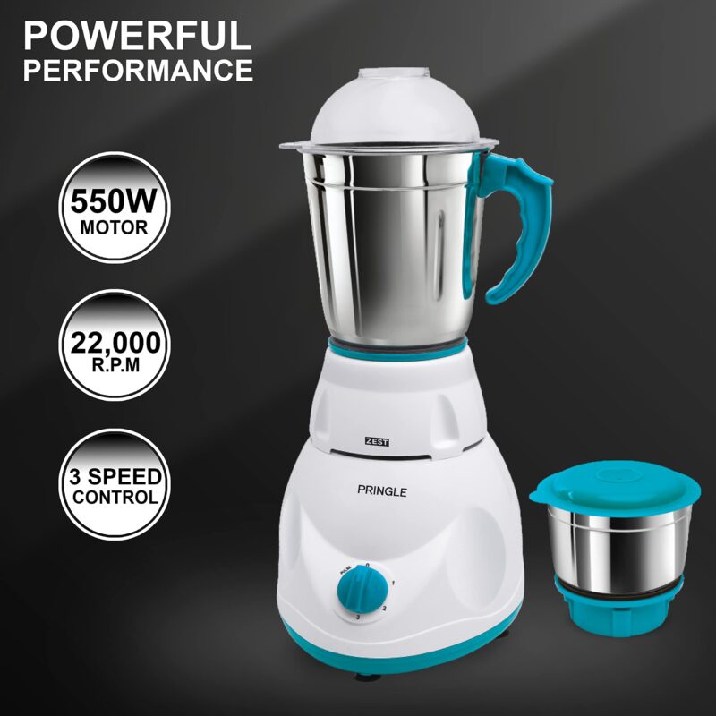 Pringle 550Watt Mixer Grinder with 2 Leak Proof Stainless Steel Jars| 30 Min Motor Rating| Robust Nylon Coupler | Overload Protection| ISI Certified| 2 Year Warranty - Image 8
