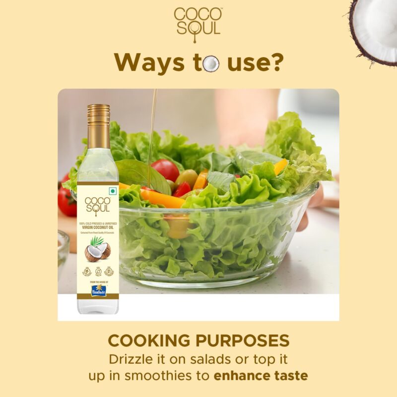 Coco Soul Cold Pressed Unrefined Virgin Coconut Oil | 60% MCT | Multipurpose Usage | Daily Cooking| Keto Friendly | Naturally Cholesterol Free | A1 grade real coconut | From Makers of Parachute 250 ml - Image 6