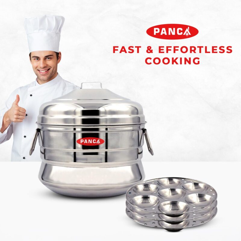 PANCA Stainless Steel Idli Maker 21 Cavity Big Size Idli Cooker 3 Plate,Idli Panai Steamer Premium (21 Idli, 3 Plate) - Image 5