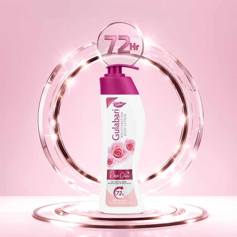 Dabur Gulabari Moisturizing Body Lotion - 400ml For Dry & Dull Skin, Made with 100% Organic Rose Oil, Dermatologically Tested and Paraben Free - Image 3