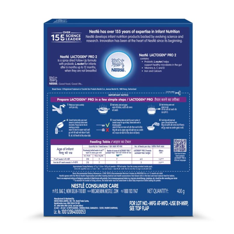 Lactogen Pro 2 Powder, Follow-Up Formula With Probiotic, Infant, After 6 Months Up To 12 Months, Bag-In-Box Pack, 400G - Image 8