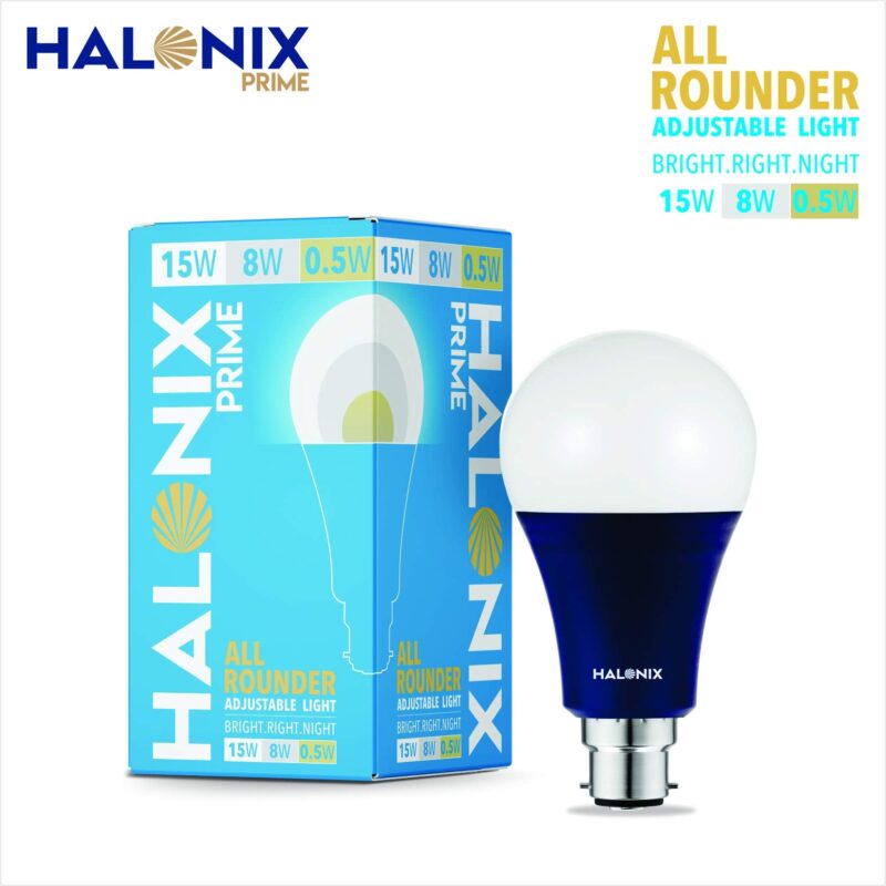 Halonix All Rounder Base B22D 15W,8W,0.5W Multi Wattage Adjustable Light Led Bulb (Pack Of 1, White & Yellow) - Image 6