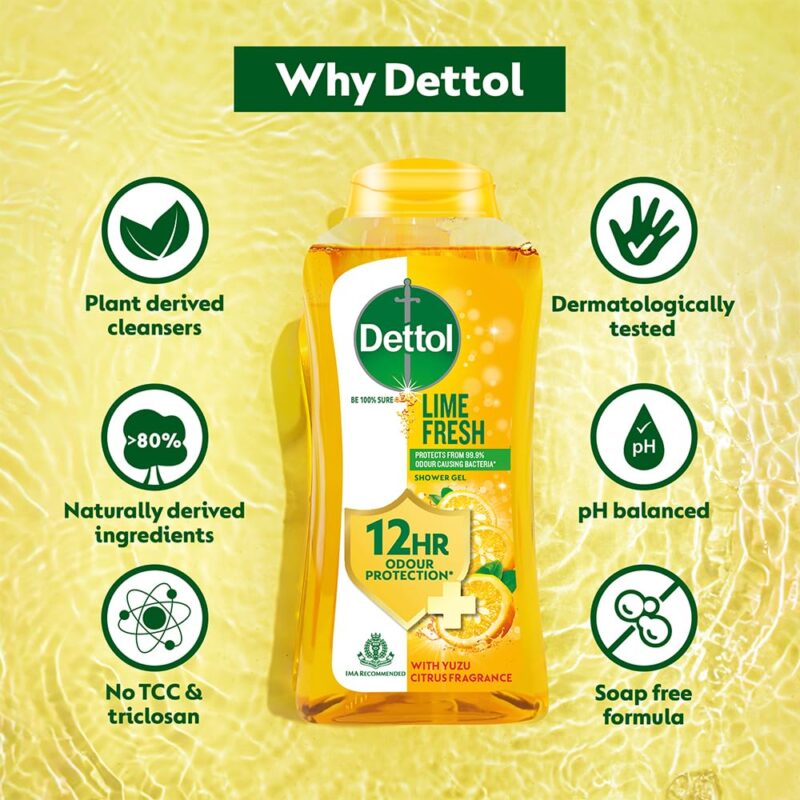 Dettol Body Wash and Shower Gel for Women and Men, Refresh - (Pack of 2-250ml each) | Soap-Free Bodywash | 12h Odour Protection - Image 7
