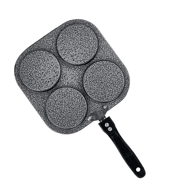 PANCA Non-Stick Grill Pan Mini Pan Uttapam Tawa Aluminum Multi Snack Maker 4 Cavity, Pancake Maker (Black, Pack of 1) - Image 5