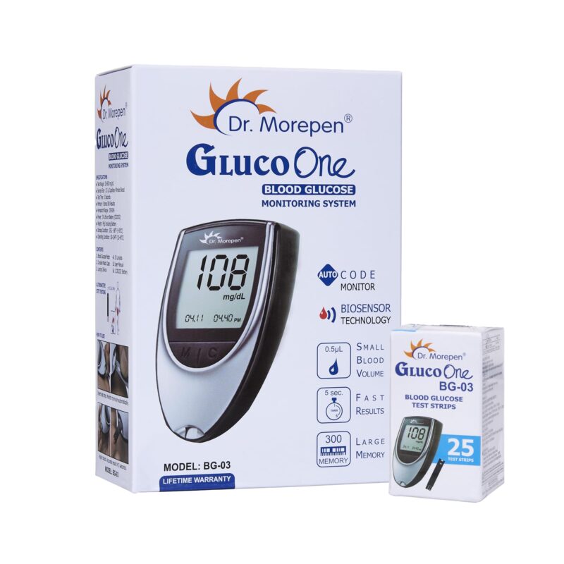 DR. MOREPEN GlucoOne Blood Glucose Monitor Model BG 03 with 25 Strips