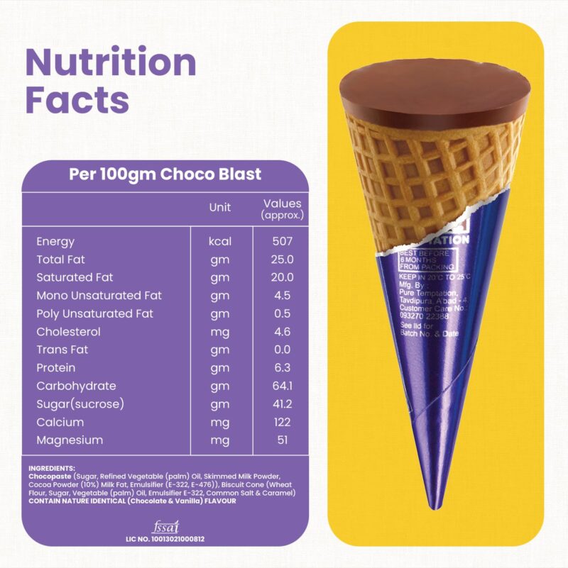 Pure Temptation Chocoblast Chocolate-Filled Waffle Cones [20 Pieces Box] Snacks for Kids & Adults - Non-Meltable Chocolate, Valentine Gift Box - Individually Wrapped Chocolate Cone Bites, 375 Gram - Image 3