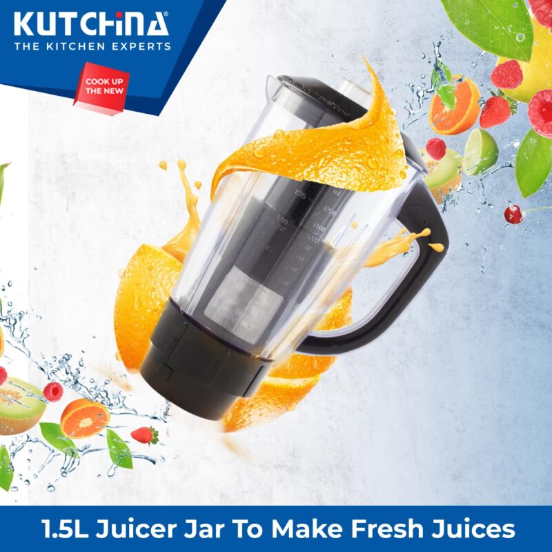 Kutchina Grindo Excel Mixer Grinder 500 Watt with 4 Jars (Juicer Jar, Liquidizing, Wet Grinding, Chutney Jar) | Stainless Steel Blades | Mixer Grinder 500+ Watt | 2Yrs on Product, 5Yrs on Motor - Image 5