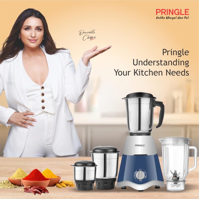 Pringle Crown Dlx 750 Watt Juicer Mixer Grinder with 4 Jars for Grinding, Mixing, Juicing with Powerful Motor | 1 Year Warranty | (Blue & Gray, 4 Jars) - Image 4