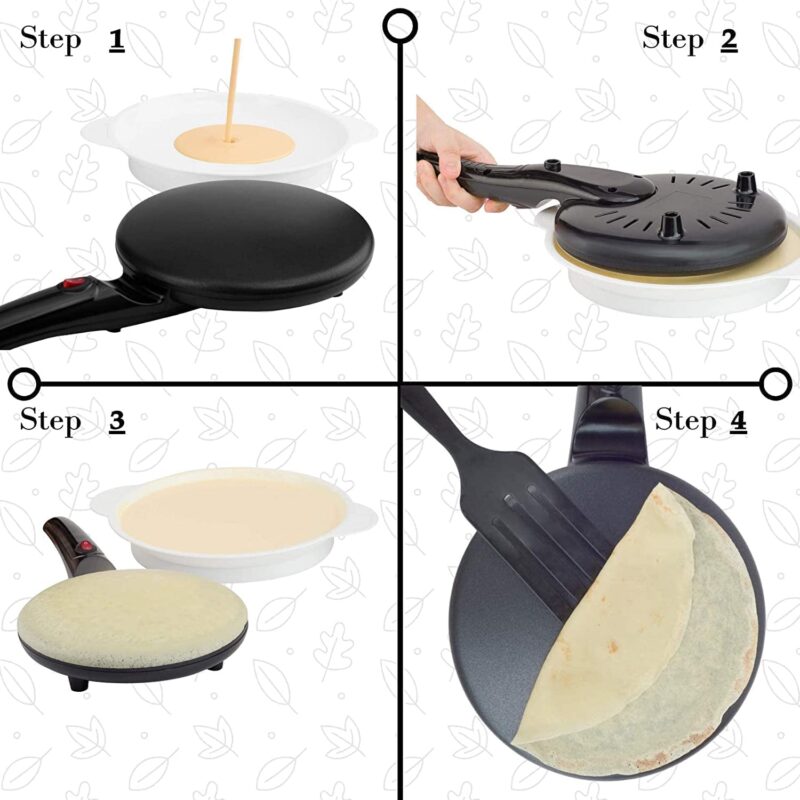 BIRZAR Nonstick Electric Griddle & Crepe Maker | Multi-Purpose Dosa, Pancake, Chapati, and Pizza Maker | Auto Power Off | Lightweight & Portable Design for Home & Outdoor Use - Image 3