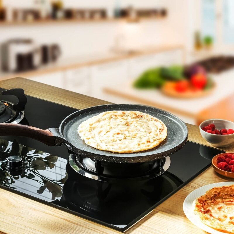 SENSARTE Nonstick Crepe Pan, Swiss Granite Coating Dosa Pan Pancake Flat Skillet Tawa Griddle 12-Inch with Stay-Cool Handle, Induction Compatible, PFOA Free - Image 2