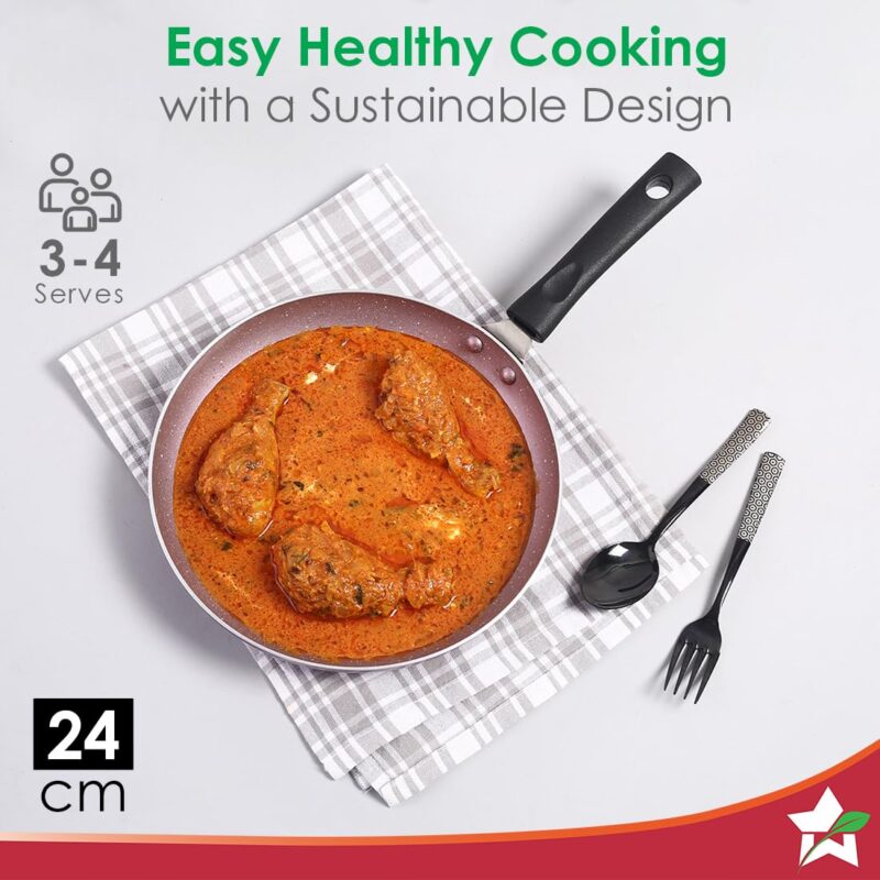 Wonderchef Valencia Non-Stick Fry Pan | Cool Touch Bakelite Handle | Pure Grade Aluminium| PFOA Free | 1.5 litres Capacity | Size 24 cm | 1 Year Warranty | Purple - Image 4